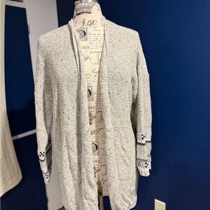 Gray Open Front Cardigan with tie